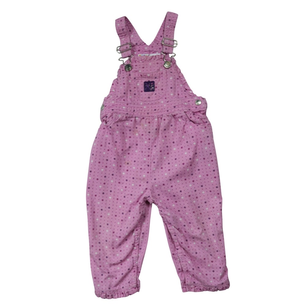Vintage Gymboree Pink Floral Corduroy Overalls Toddler Girls 18-24M READ